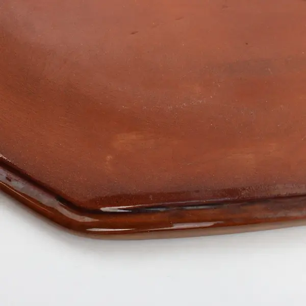 Terraghia Corsica Hand-Painted Terracotta Platter Serving Tray Tan Glaze Blue