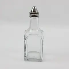 Clear Glass Oil Vinegar Cruet Bottle Square Base Pointed Metal Cap