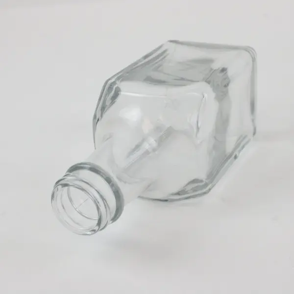 Clear Glass Oil Vinegar Cruet Bottle Square Base Pointed Metal Cap