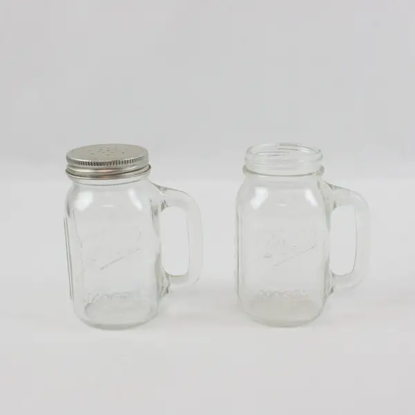 Lot of 2 Ball Mason Jar Salt Shaker Jars, 1 Metal Lid