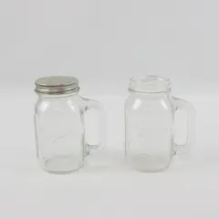 Lot of 2 Ball Mason Jar Salt Shaker Jars, 1 Metal Lid