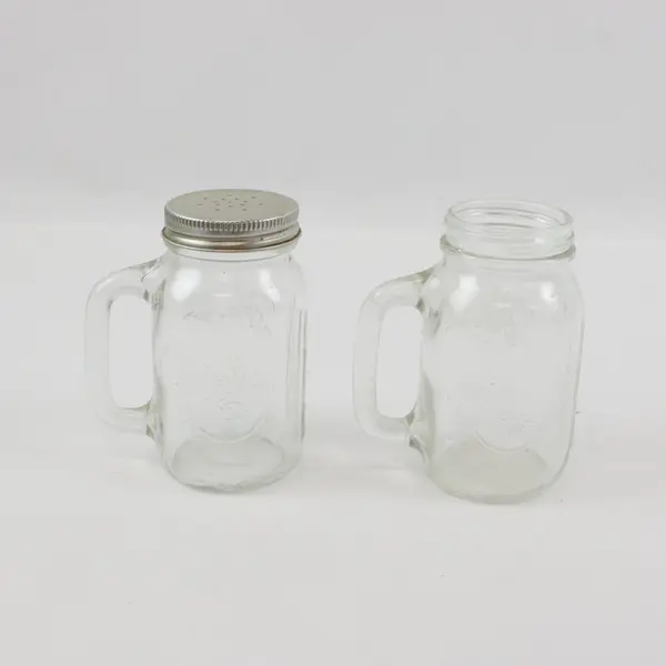 Lot of 2 Ball Mason Jar Salt Shaker Jars, 1 Metal Lid