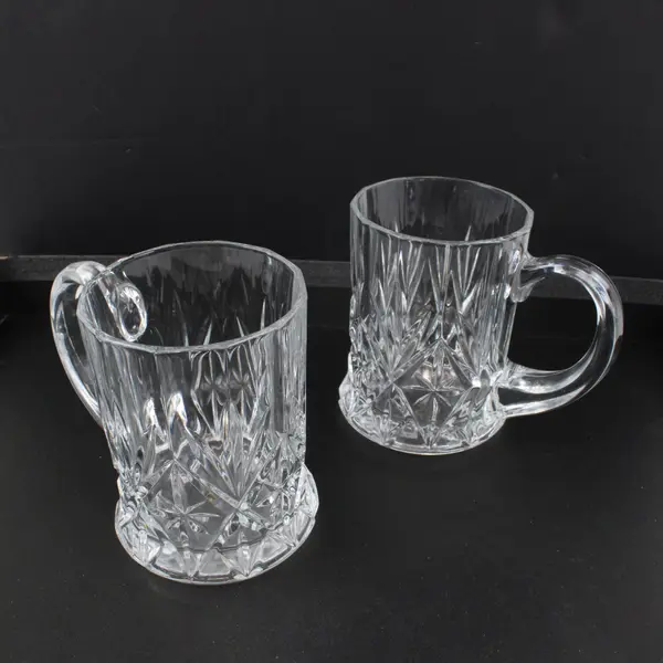 Cristal D'Arques Chantilly Lead Crystal Mugs Set of 2 Clear Faceted