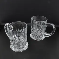 Cristal D'Arques Chantilly Lead Crystal Mugs Set of 2 Clear Faceted