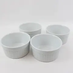 Pier 1 Imports White Ribbed Porcelain Ramekins Set of 4 Souffle Cups