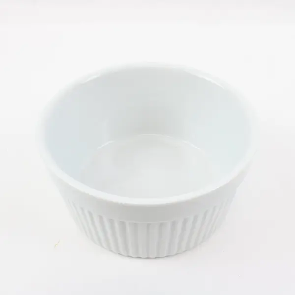Pier 1 Imports White Ribbed Porcelain Ramekins Set of 4 Souffle Cups