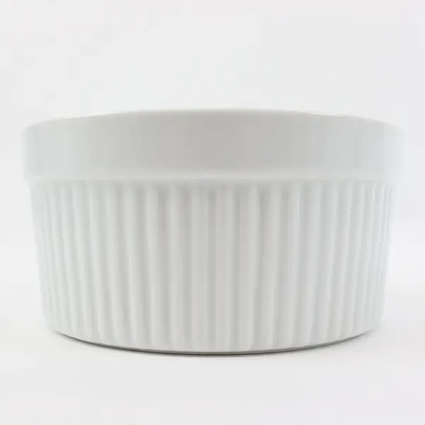 Pier 1 Imports White Ribbed Porcelain Ramekins Set of 4 Souffle Cups