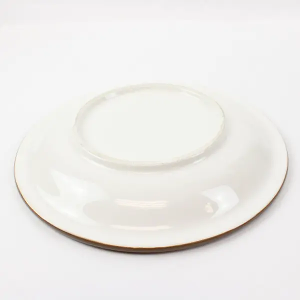 Decorative Ceramic Rooster Plate Black White Brown Rim 10.5 Inch