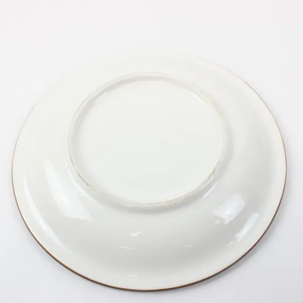 Decorative Ceramic Rooster Plate Black White Brown Rim 10.5 Inch