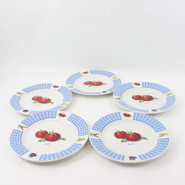 Tabletops Unlimited Fresh Vegetables 1990s Vintage Set of 5 Plates