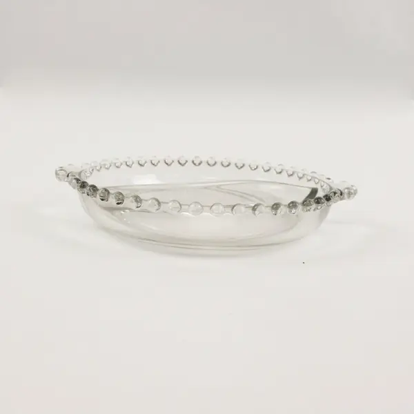 Vintage Imperial Glass Candlewick Divided Relish Dish Beaded Rim Handles