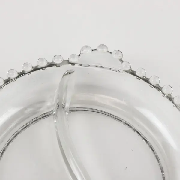 Vintage Imperial Glass Candlewick Divided Relish Dish Beaded Rim Handles