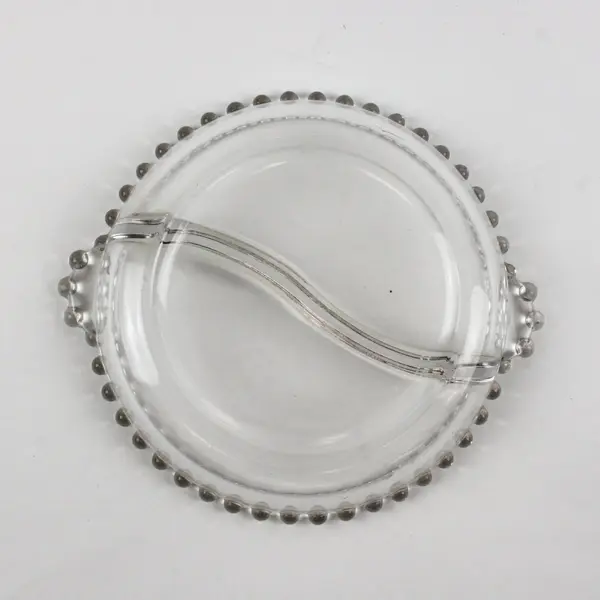 Vintage Imperial Glass Candlewick Divided Relish Dish Beaded Rim Handles
