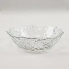 Clear Pressed Glass Serving Bowl Embossed Grape & Leaf Pattern