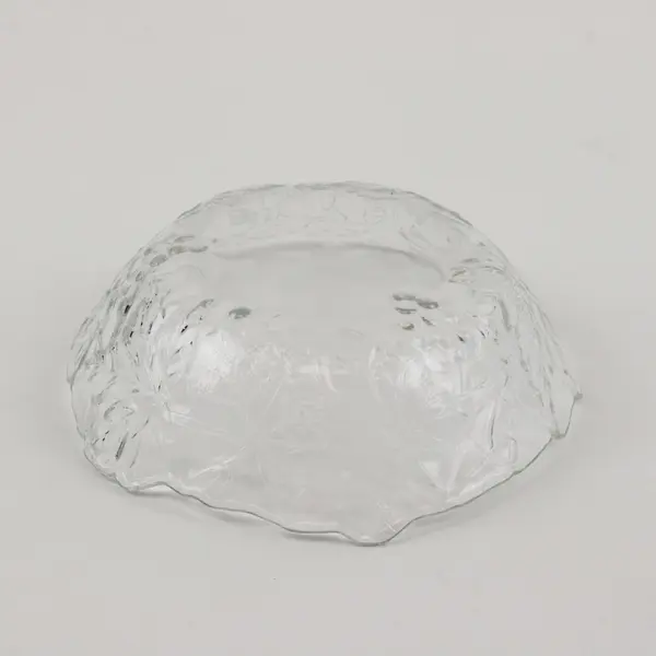 Clear Pressed Glass Serving Bowl Embossed Grape & Leaf Pattern