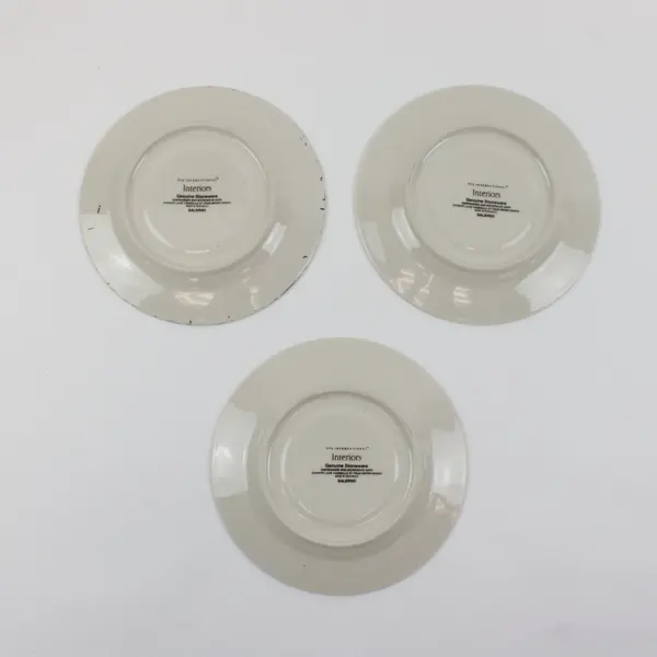 PTS International Interiors Salerno Stoneware Dessert Plates 3 Yellow Green Rim