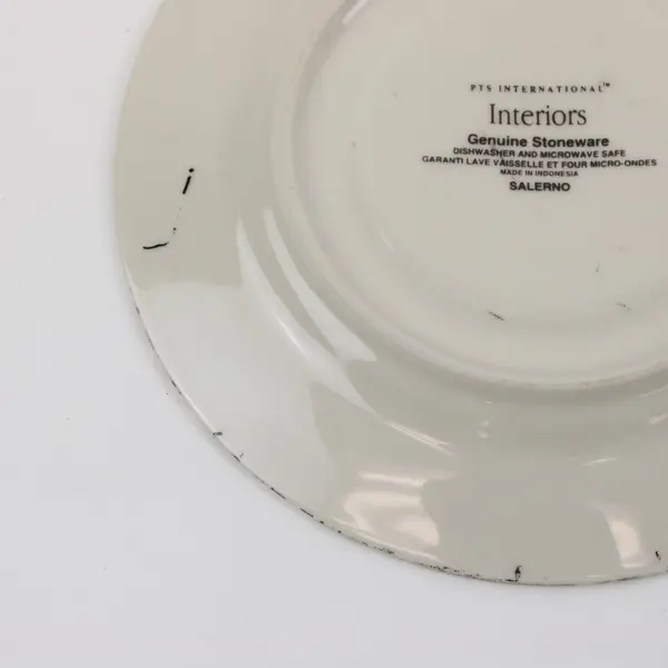 PTS International Interiors Salerno Stoneware Dessert Plates 3 Yellow Green Rim