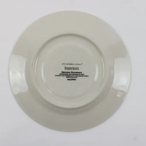PTS International Interiors Salerno Stoneware Dessert Plates 3 Yellow Green Rim