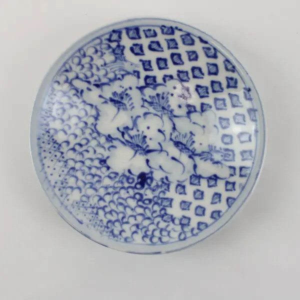 Blue and White Porcelain Plate East Asian Pattern 10.5in