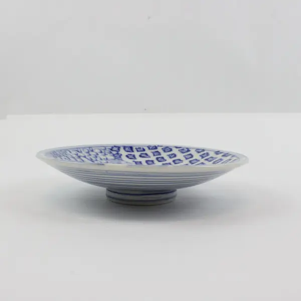 Blue and White Porcelain Plate East Asian Pattern 10.5in