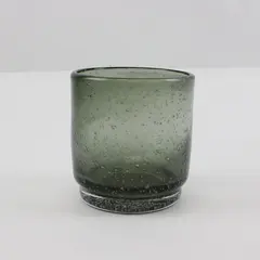Smoky Green Handblown Glass Tumbler Textured Bubble Finish