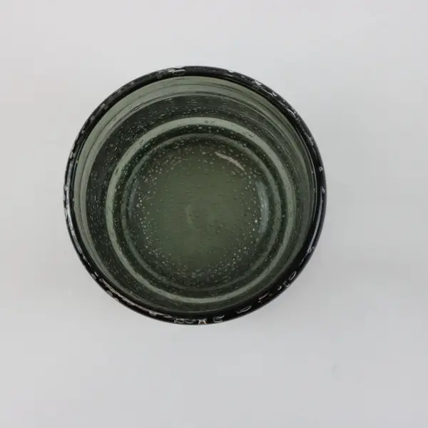 Smoky Green Handblown Glass Tumbler Textured Bubble Finish