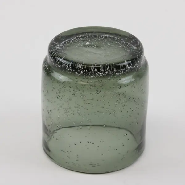 Smoky Green Handblown Glass Tumbler Textured Bubble Finish
