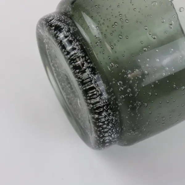Smoky Green Handblown Glass Tumbler Textured Bubble Finish