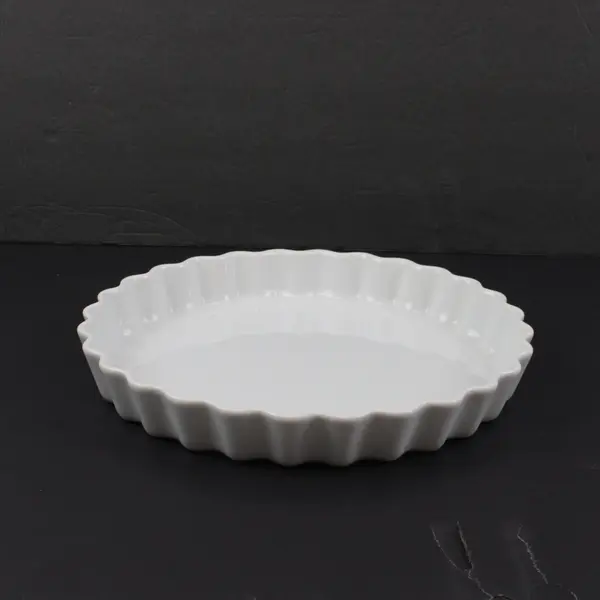 White Ceramic Fluted Quiche Tart Baking Dish 10.5 Inch