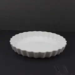 White Ceramic Fluted Quiche Tart Baking Dish 10.5 Inch