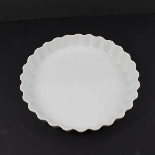 White Ceramic Fluted Quiche Tart Baking Dish 10.5 Inch