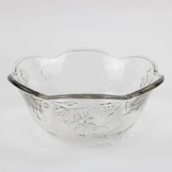 Anchor Hocking Savannah Clear Glass Scalloped Floral Bowls Set of 2