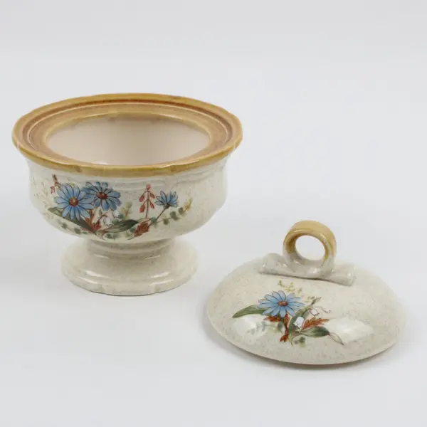 Mikasa Blue Daisies EB 804 Vintage Stoneware Covered Sugar Bowl with Lid