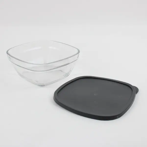 Lot of 2 Clear Glass Food Storage Containers 1 Gray Lid