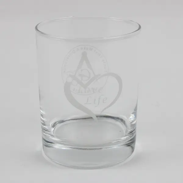 Engraved Masonic Square Clear Glass Tumbler Love Life Double-Sided