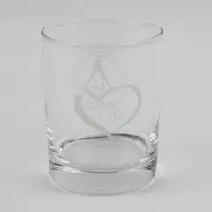 Engraved Masonic Square Clear Glass Tumbler Love Life Double-Sided