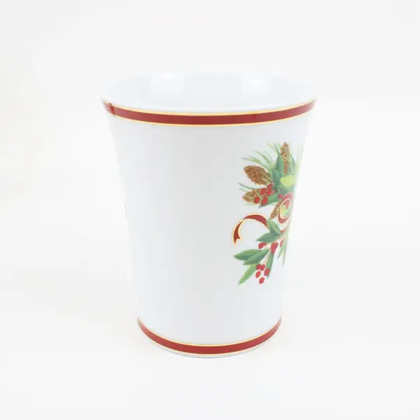 Lot of 6 Harry & David 2004 Porcelain Christmas Mugs Holly Ribbon Design
