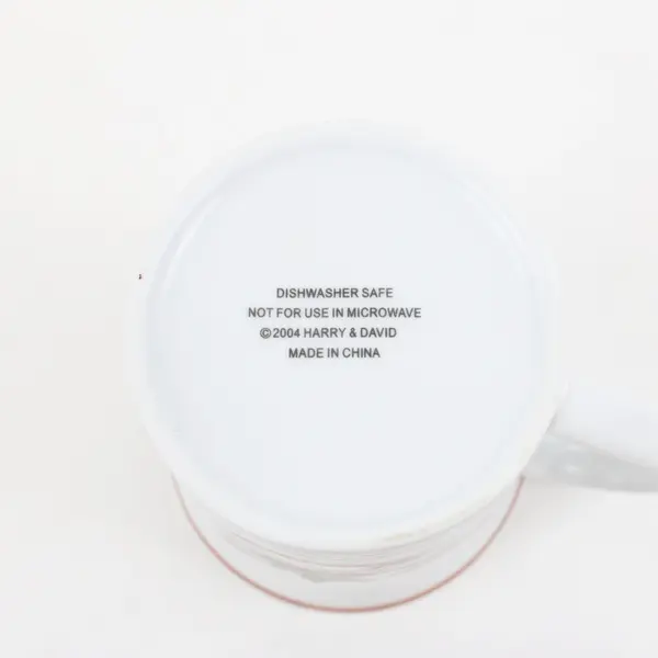 Lot of 6 Harry & David 2004 Porcelain Christmas Mugs Holly Ribbon Design