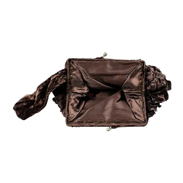 Brown 3D Floral Evening Clutch Bag Kisslock Closure