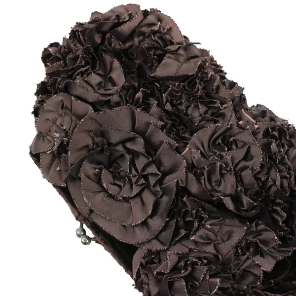 Brown 3D Floral Evening Clutch Bag Kisslock Closure