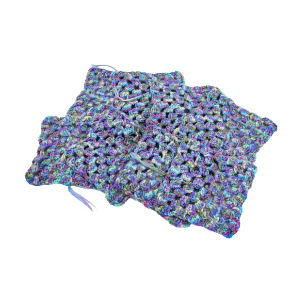 8 Handmade Crochet Granny Squares Blue Purple Green 6 Inch DIY Craft