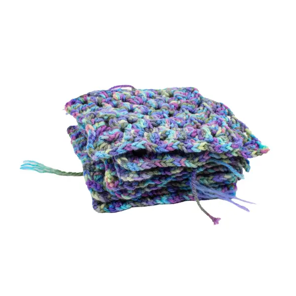 8 Handmade Crochet Granny Squares Blue Purple Green 6 Inch DIY Craft