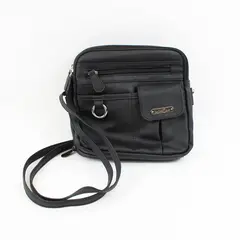 MultiSac North South Crossbody Bag Black Faux Leather Zip Around