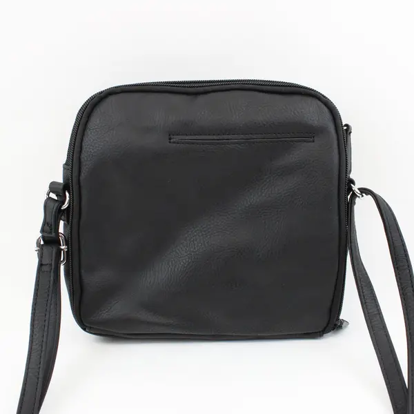 MultiSac North South Crossbody Bag Black Faux Leather Zip Around