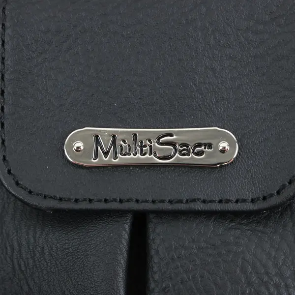 MultiSac North South Crossbody Bag Black Faux Leather Zip Around