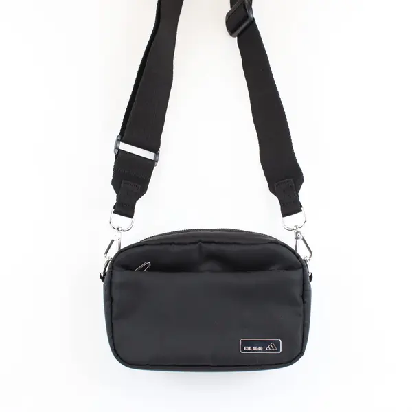 adidas Black Rectangular Crossbody Bag 8.5 x 5.5 Inch Silver Hardware