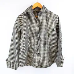 Index Womens Size 14 Black Gold White Cream Gray Plaid Long Sleeve Shirt