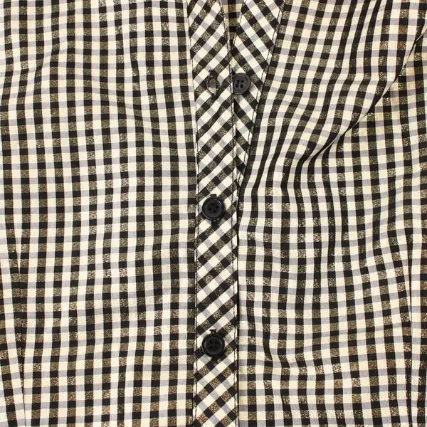 Index Womens Size 14 Black Gold White Cream Gray Plaid Long Sleeve Shirt
