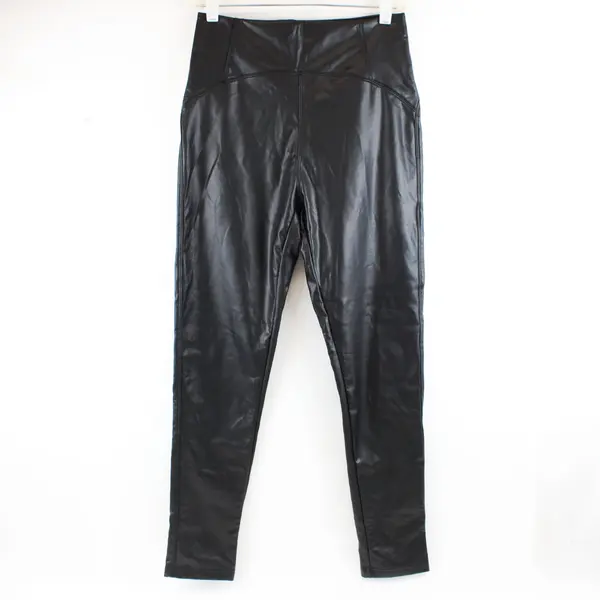 CHICME Women's Faux Leather Leggings Black Size M
