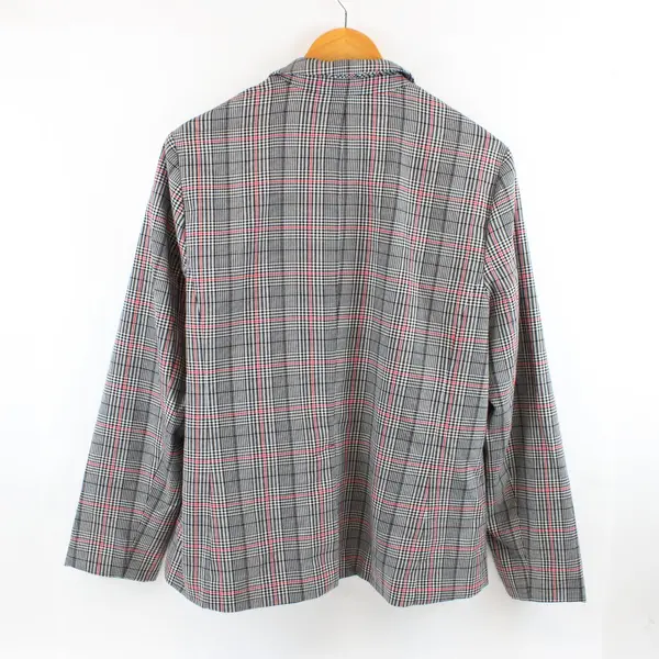 GAP Women's Black White Red Houndstooth Plaid Blazer Size 14 Boxy Fit